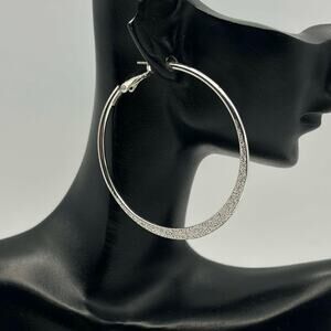 Silver Glitter Hoops
